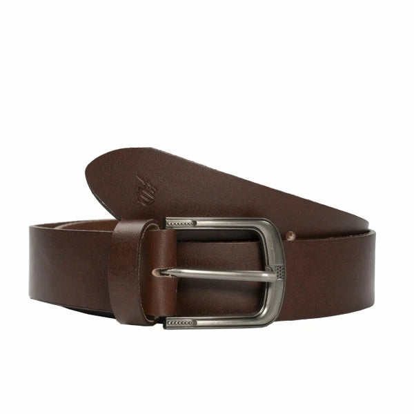 Men’s Dark Brown Minimal Laminated Leather Belt  Everyday Classic
