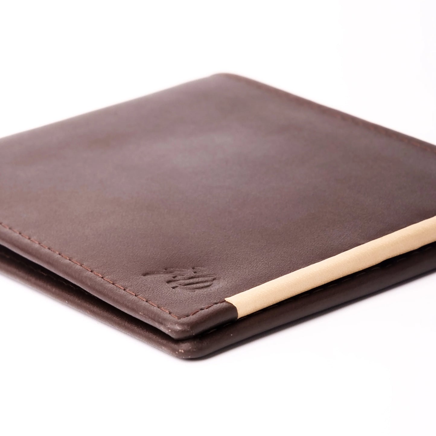 Leather Bifold Wallet with Brown Stripe Slim Card and Cash Holder Wallet