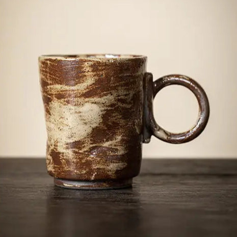 Handmade Stoneware Mug with Flower Handle