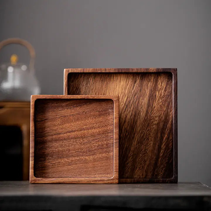 Square Walnut Wooden Serving Tray