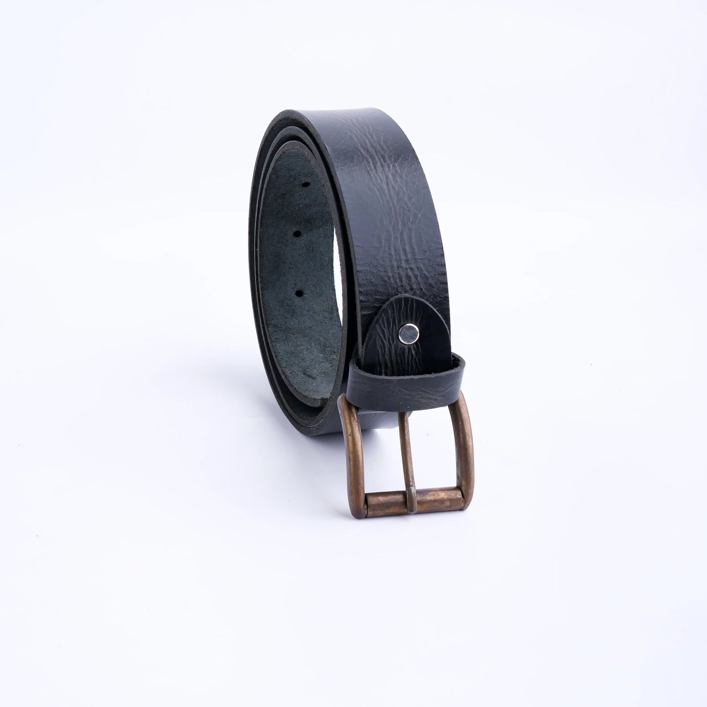 Leather Casual Jeans Belt for Men – Charcoal Black | 1.5" Width, Antique Brass Buckle