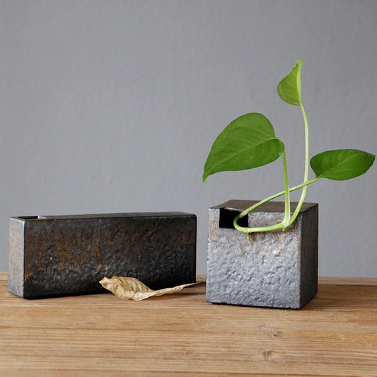 Handmade Golden Black Ceramic Vase