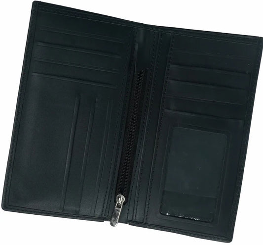 18 Pockets Leather Long Wallet Black l Organizer Wallet for Cards, Cash and Passport