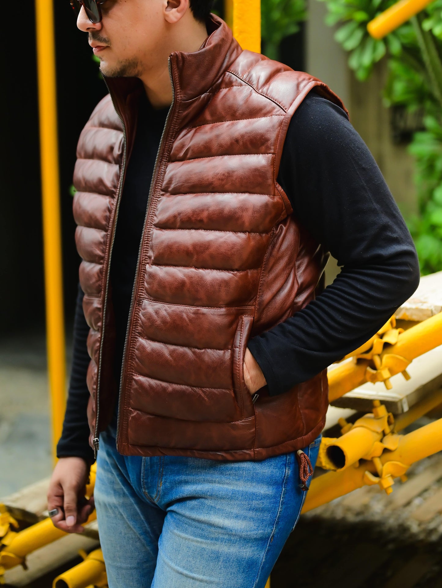 Handmade Leather Hood Removable Hood Men Vest Hood