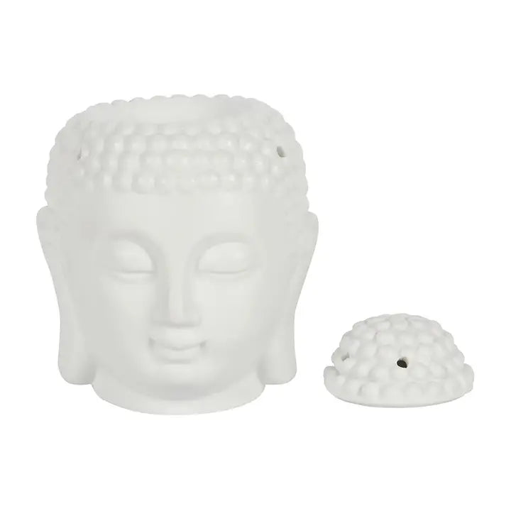 White Buddha ceramic Head Oil Burner and Wax Melt Warmer