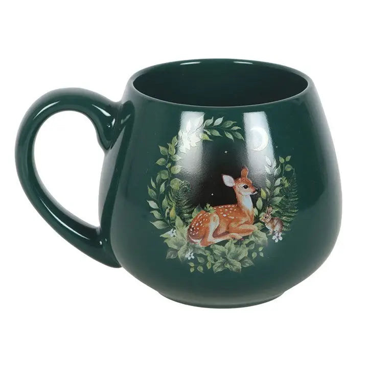 Ceramic Green Fawn Rounded Mug