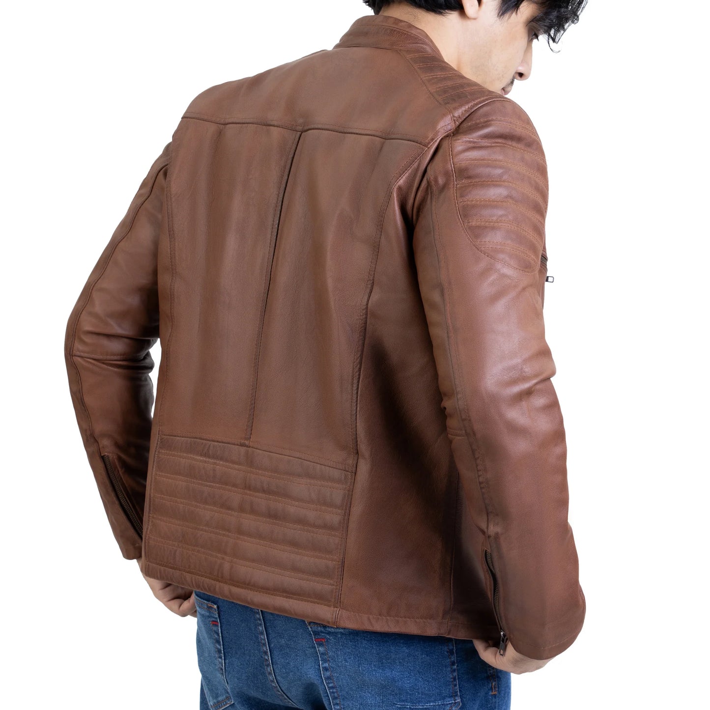 Handmade men Leather Jacket Lambskin Leather Biker Jacket Motorcycle Style Jacket for men