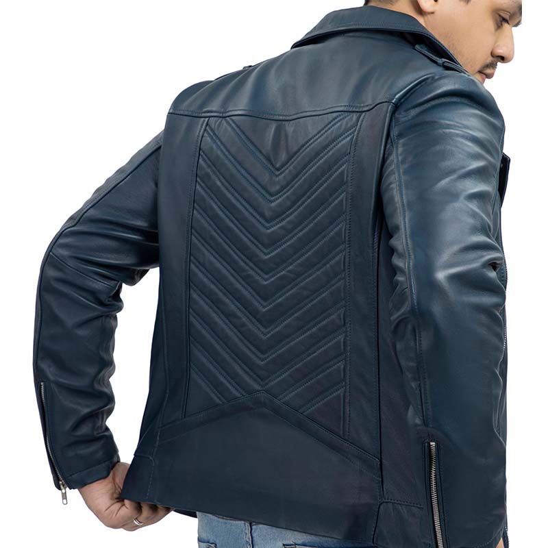 Handmade Jacket Blue Biker Leather Jacket Motorcycle Jacket