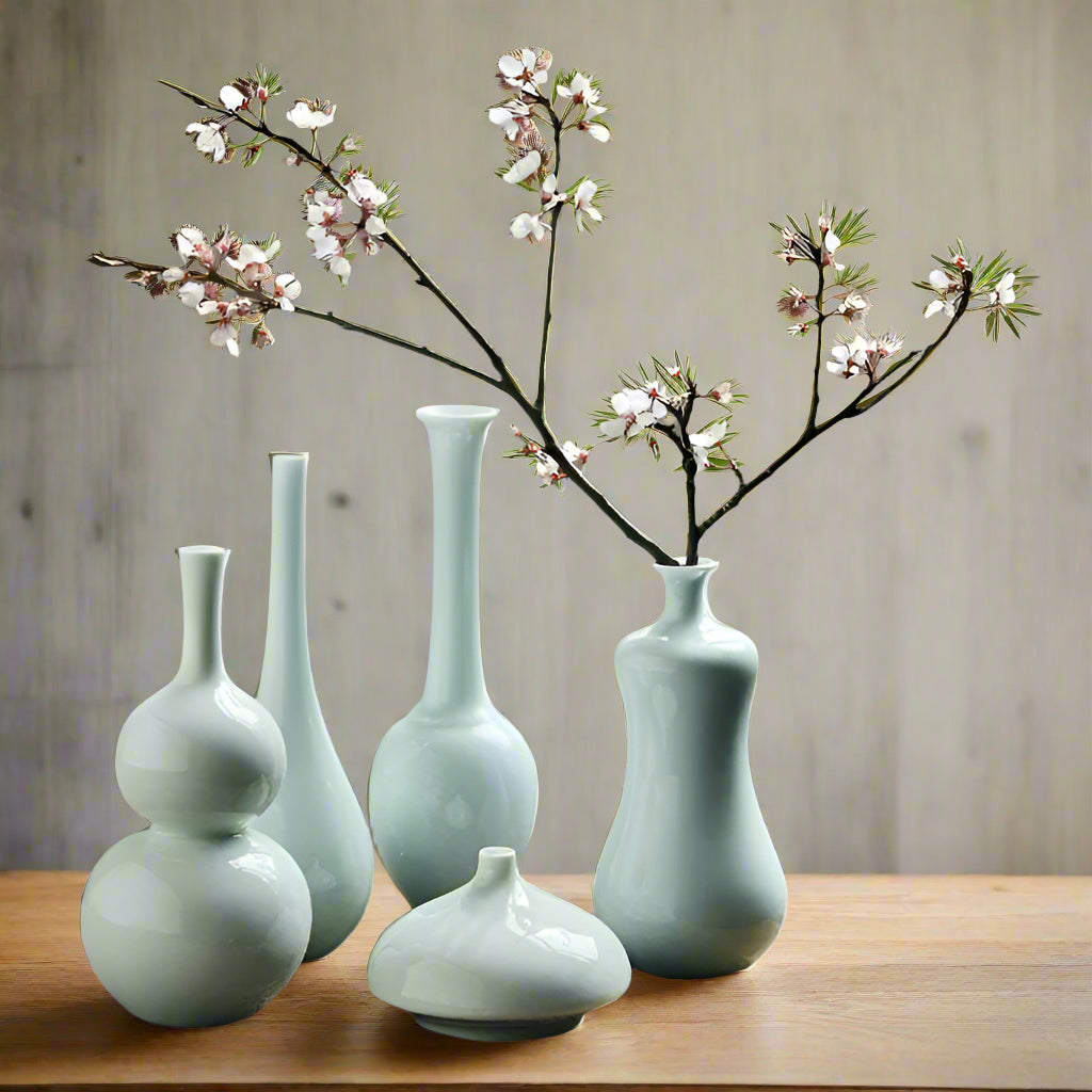 Mini White or Shadowy Blue Porcelain Vase