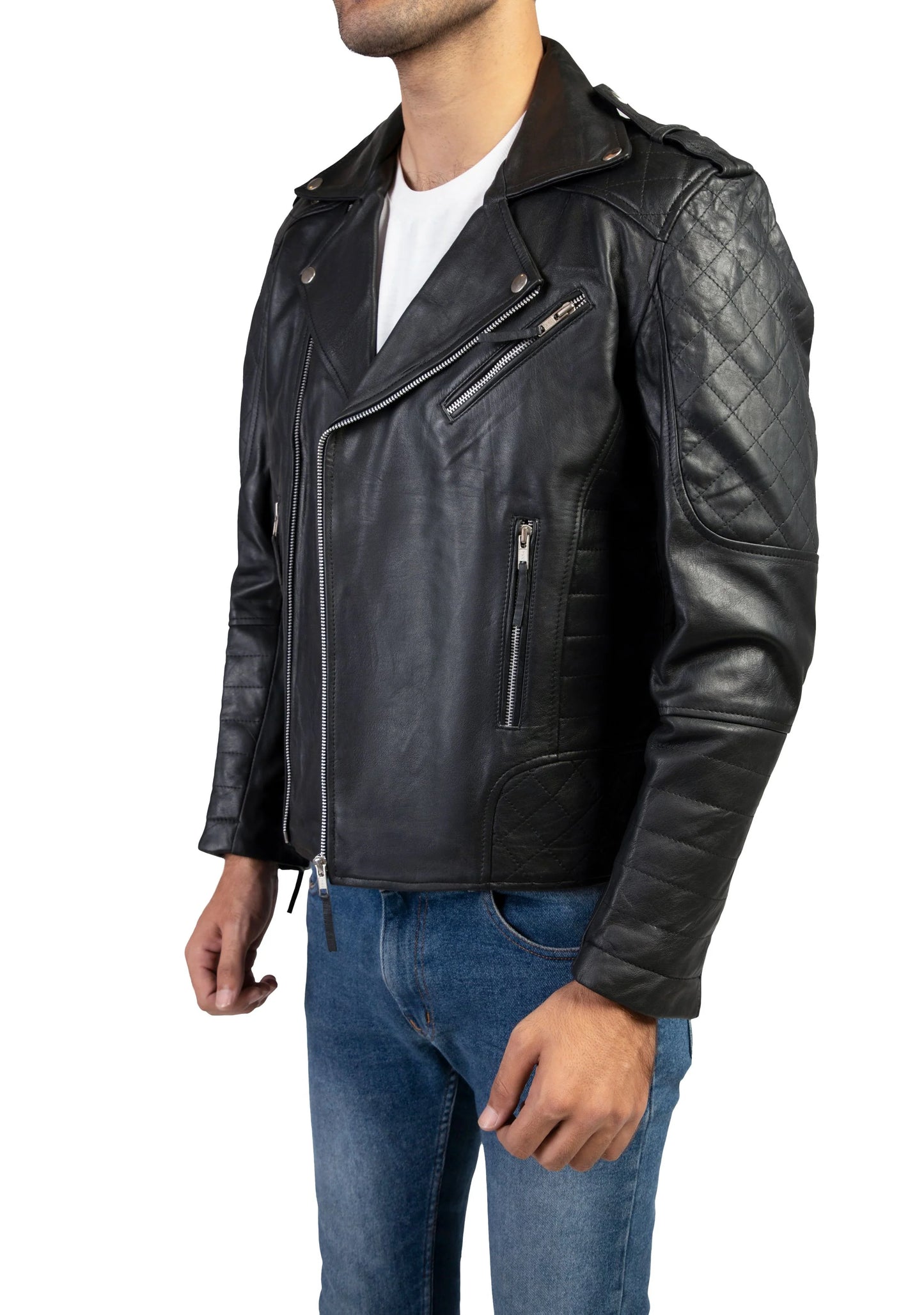 Handmade Jacket Men Leather Jacket Motorcycle Jacket