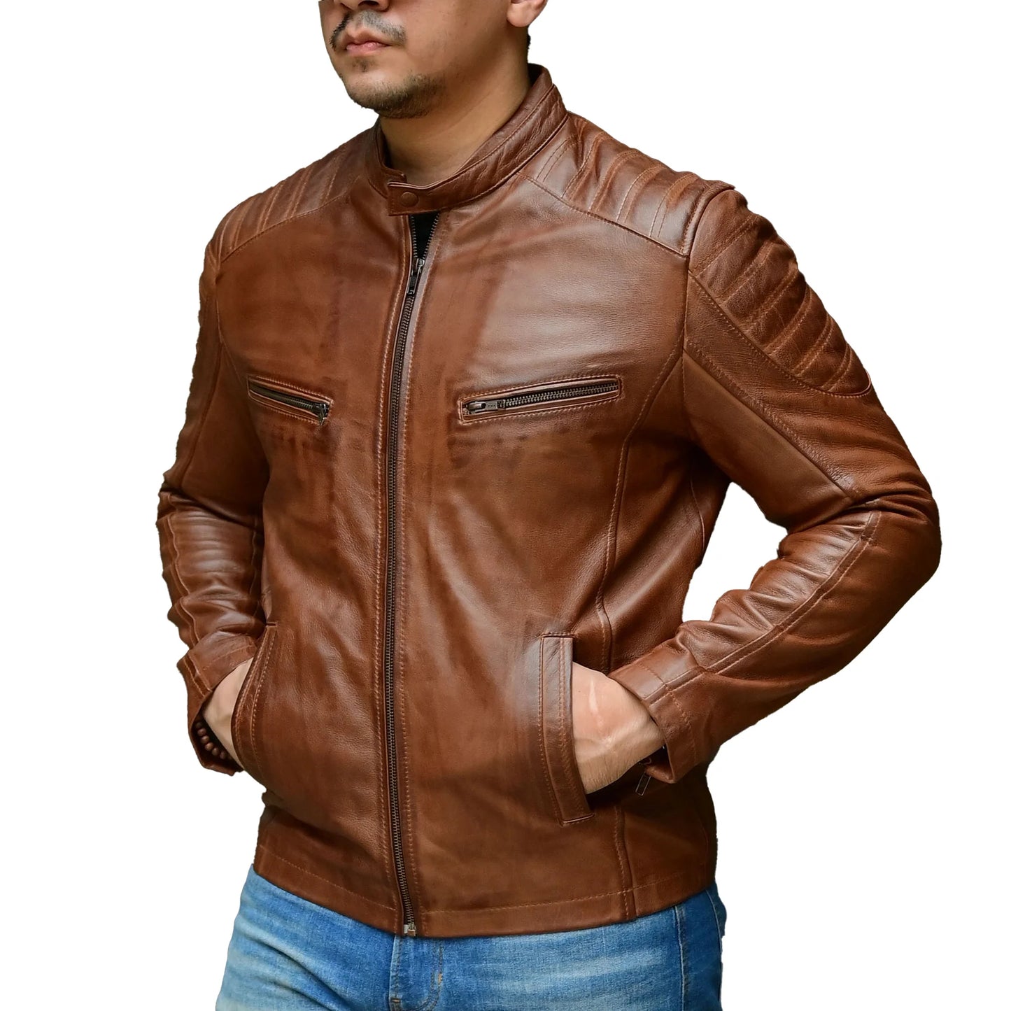 Handmade Jacket Leather Jacket Motorcycle Leather Jacket Men Leather Jacket