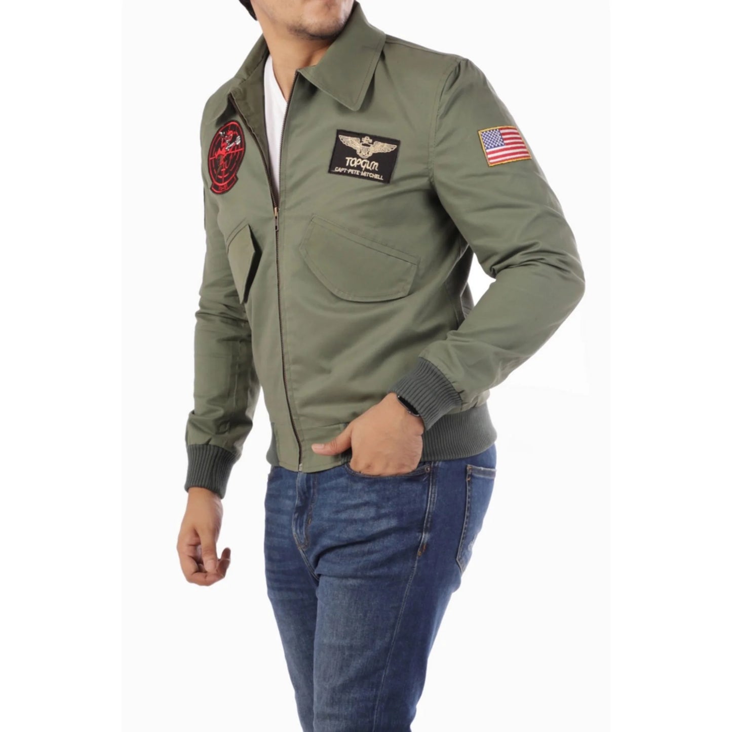 Handmade Jacket Green Jacket military jacket Bomber jacket for men