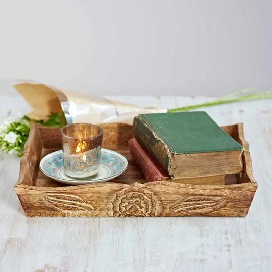Hand Carved Wooden Tea Tray