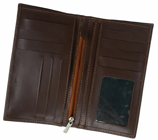18 Pockets Leather Long Wallet Dark brown Travel Wallet for Men and Women