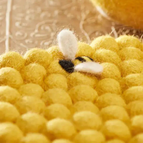 Handmade Wool Felt Bee Hexagon Trivet