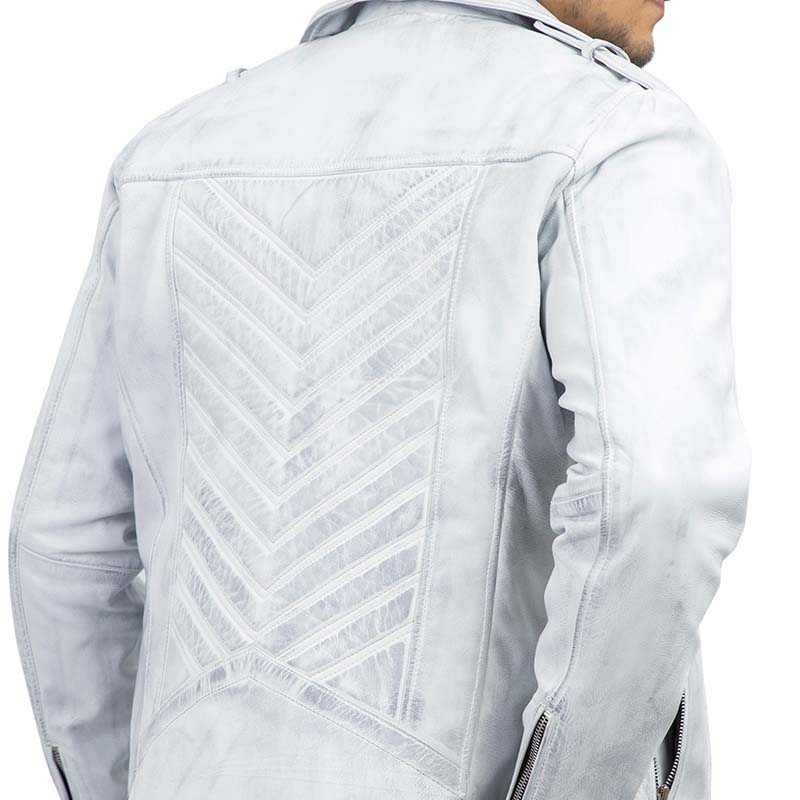 Handmade Jacket Leather jacket Men Leather Jacket White Biker Jacket Motorcycle Jacket for men