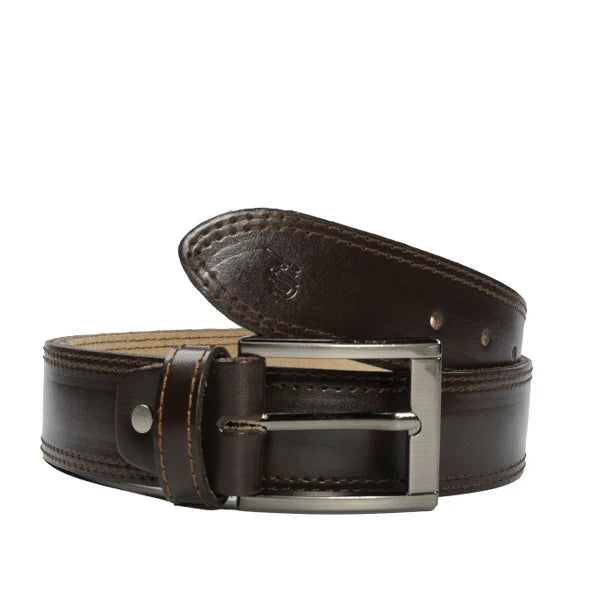 Men’s Double Stitch Laminated Leather Belt  Everyday Premium Accessory
