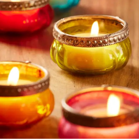 Pumpkin Glass Tealight Holder