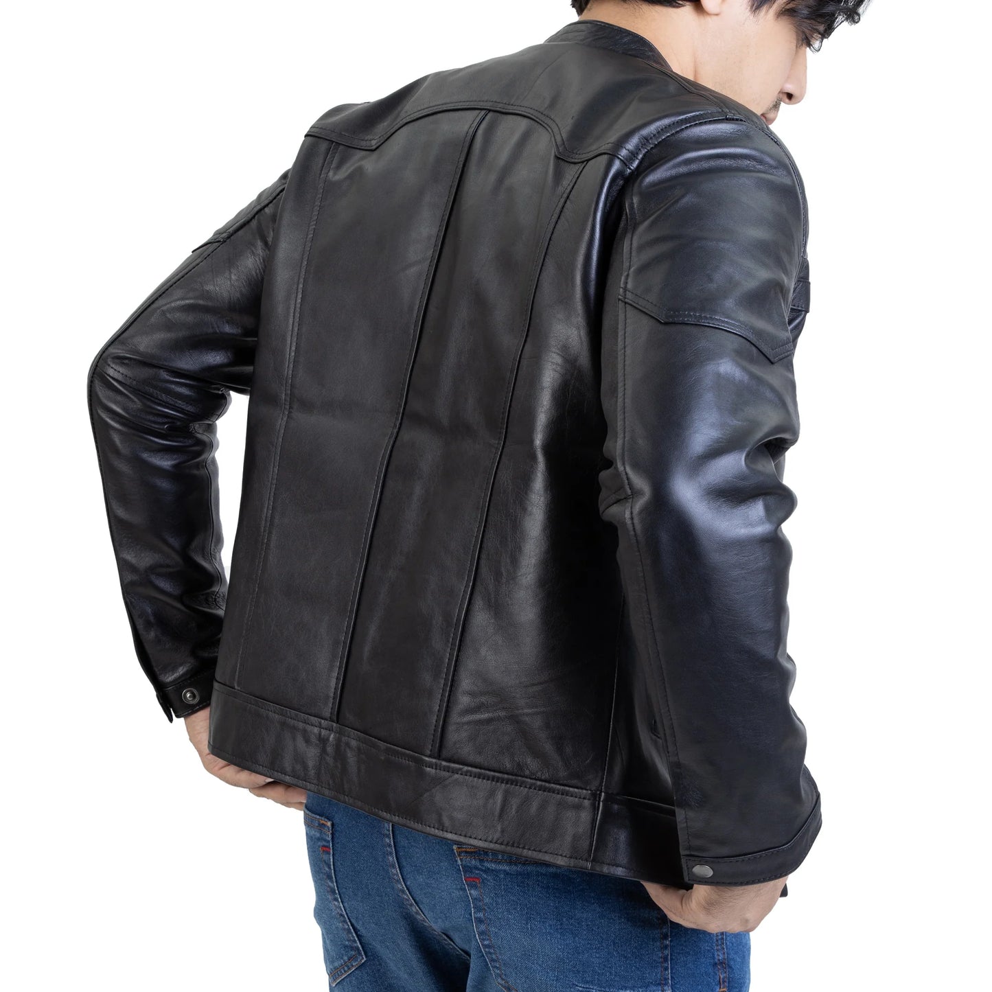 Men Leather Jacket Urban Style jacket  Black Real Leather Jacket