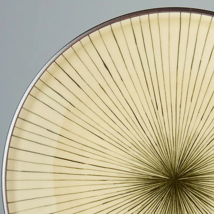 Dark Green Converging Lines Porcelain Dinner Plate