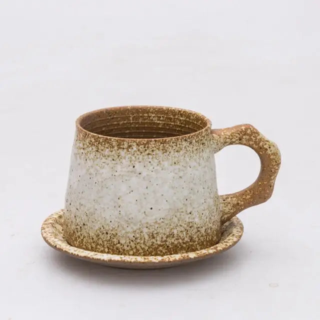 Handmade Stoneware Coffee Cup and Saucer Set Ceramic Tea Mug