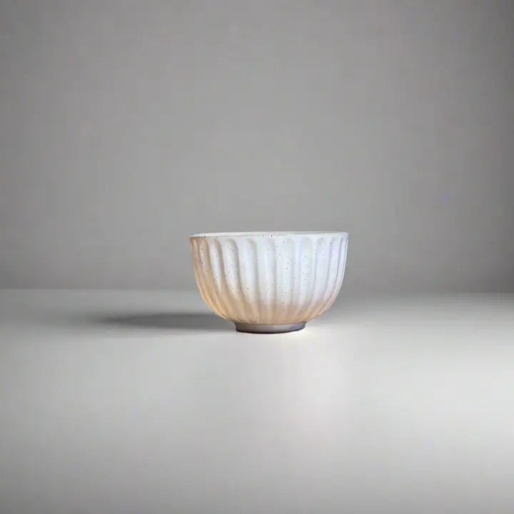 Speckled White Ridged Teacup