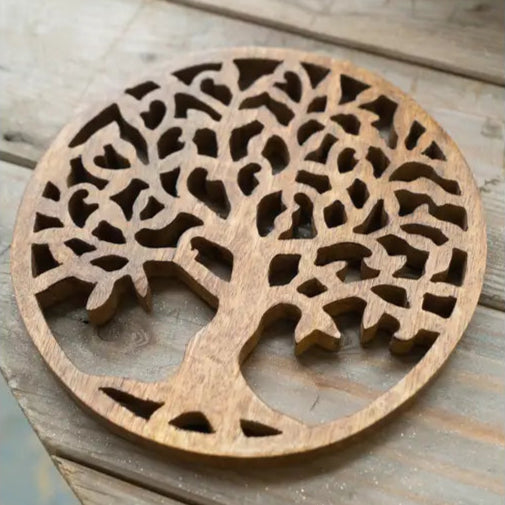 Handmade Tree of Life Mango Wood Trivet