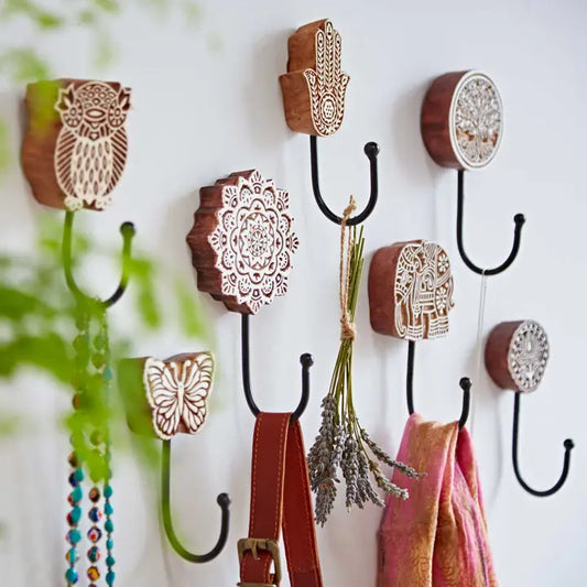 Hand Carved Wooden Wall Hooks