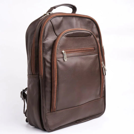 Handmade backpack Leather backpack Dark  Brown backpack Travel Laptop Bag Office Bag Backpack with Zipper Pockets
