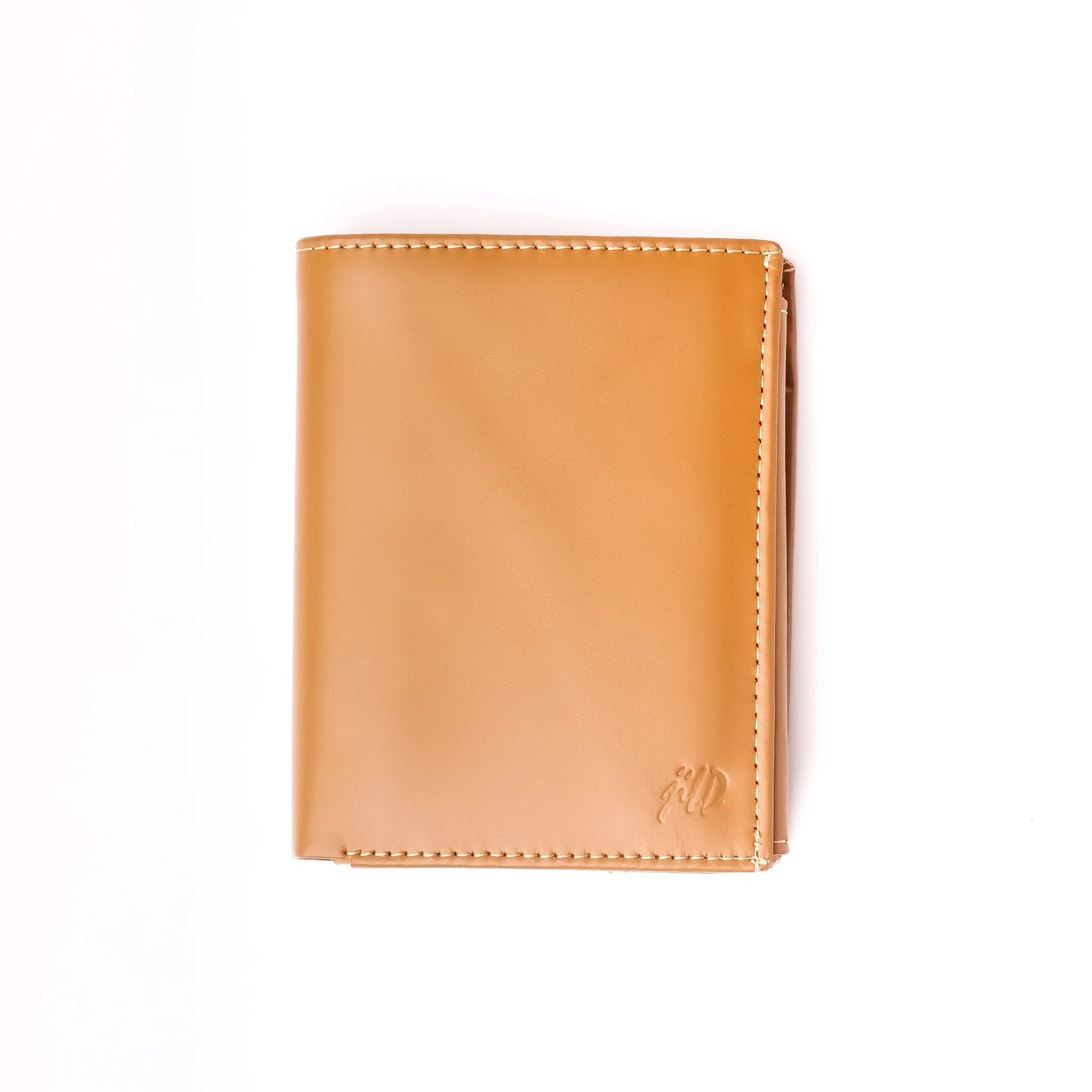 Camel Pure Leather Compact Wallet - Bifold with Coin Pocket & Dual ID Windows