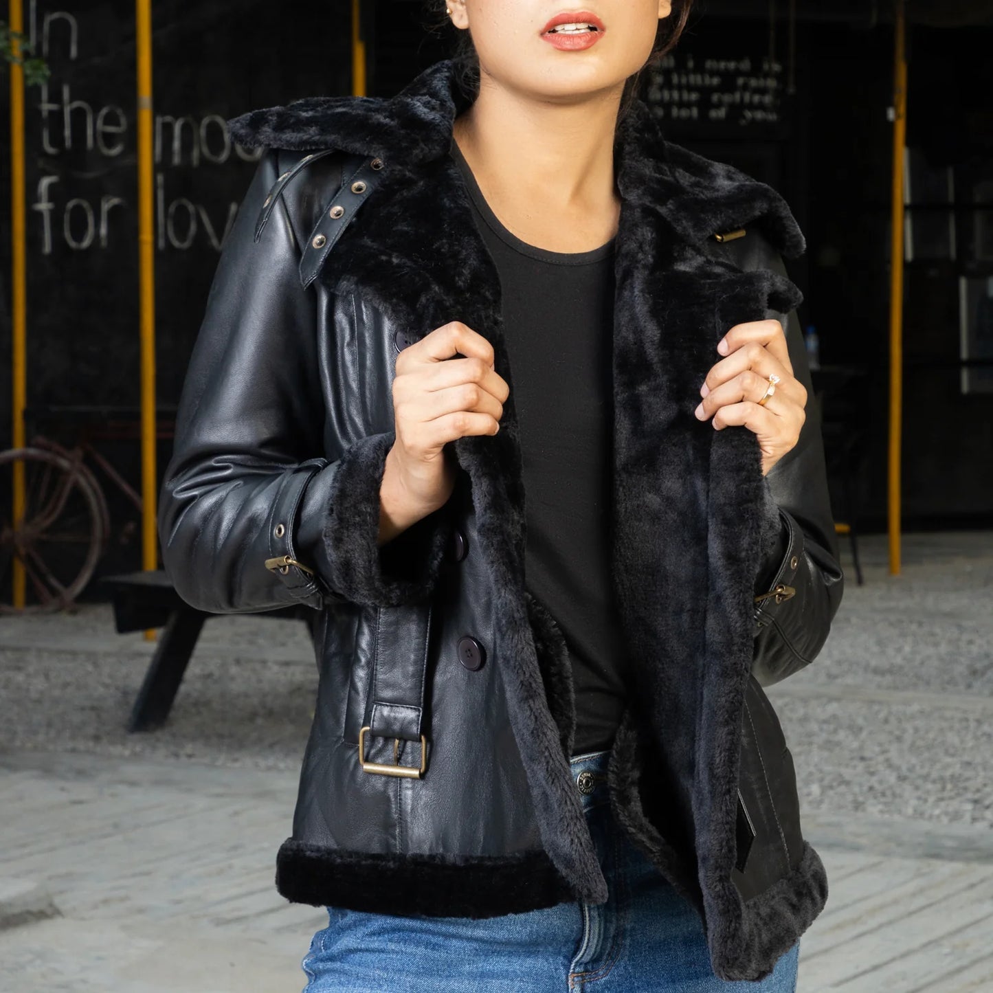 Handmade jacket Leather jacket Lambskin Winter Coat Women leather coat Ladies leather jacket