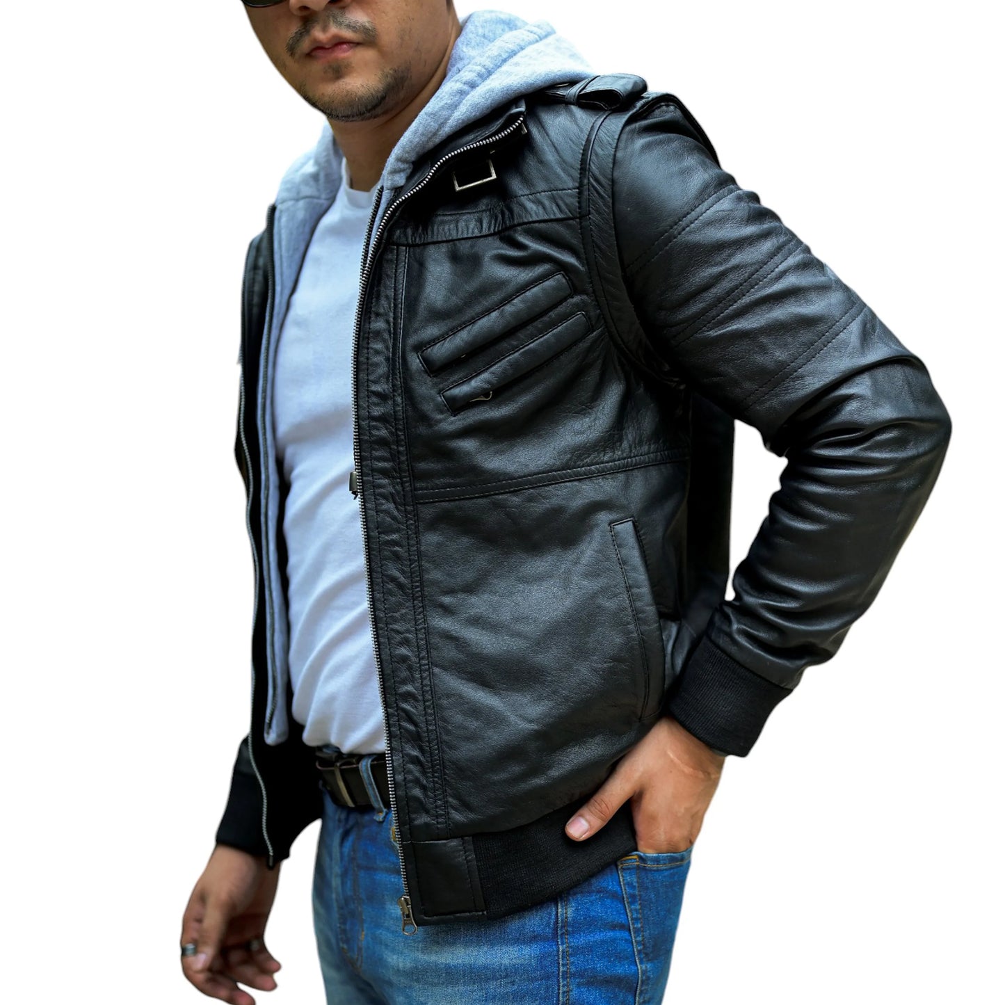 Handmade Jacket Leather Hooded jacket Lather Jacket for Men