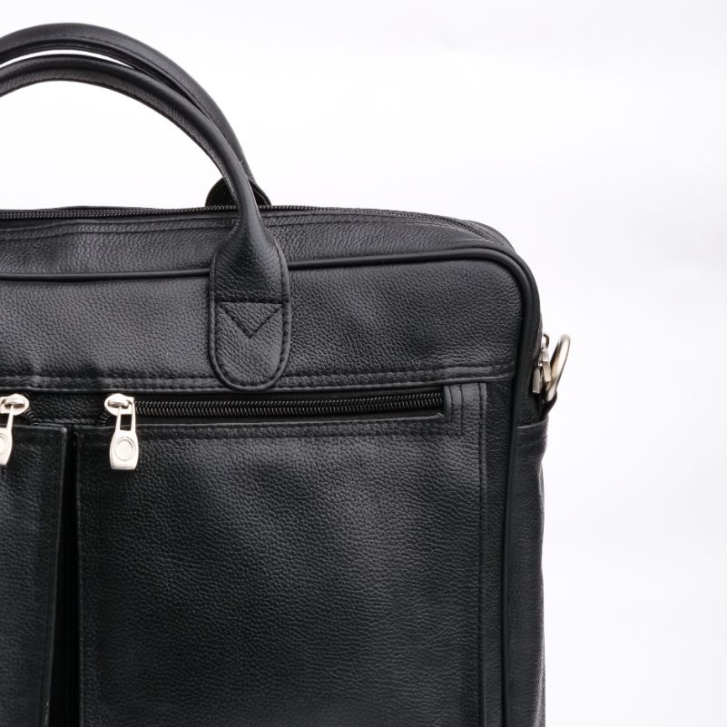 Handmade laptop bag Leather Laptop Bag Briefcase with Shoulder Strap Black laptop bag
