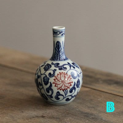 Hand Painted Blue & White Mini Porcelain Vase