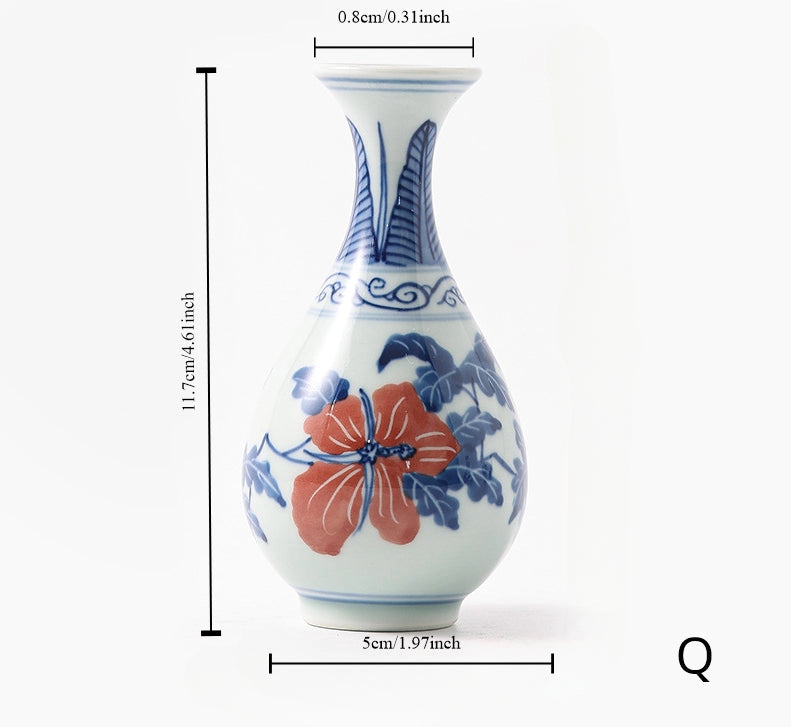 Hand Painted Blue & White Porcelain Mini Vase