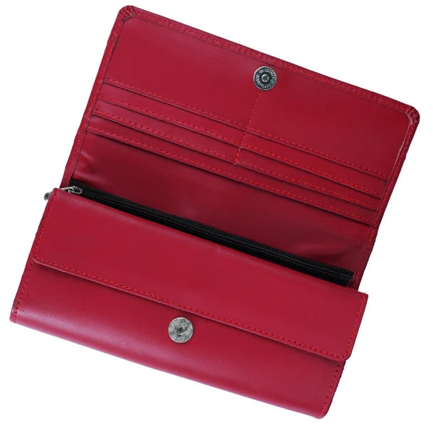 Women’s Leather Clutch Long Wallet Magnetic Flip Purse with Card, Cash and Mobile Slots