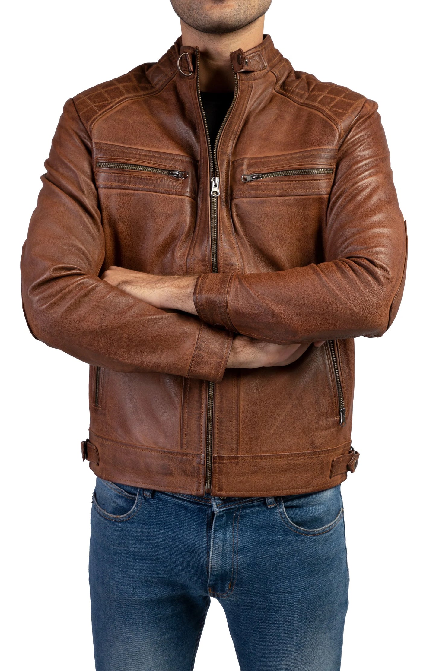 Men Leather Jacket Brown Casual Biker Style Handmade Leather jacket
