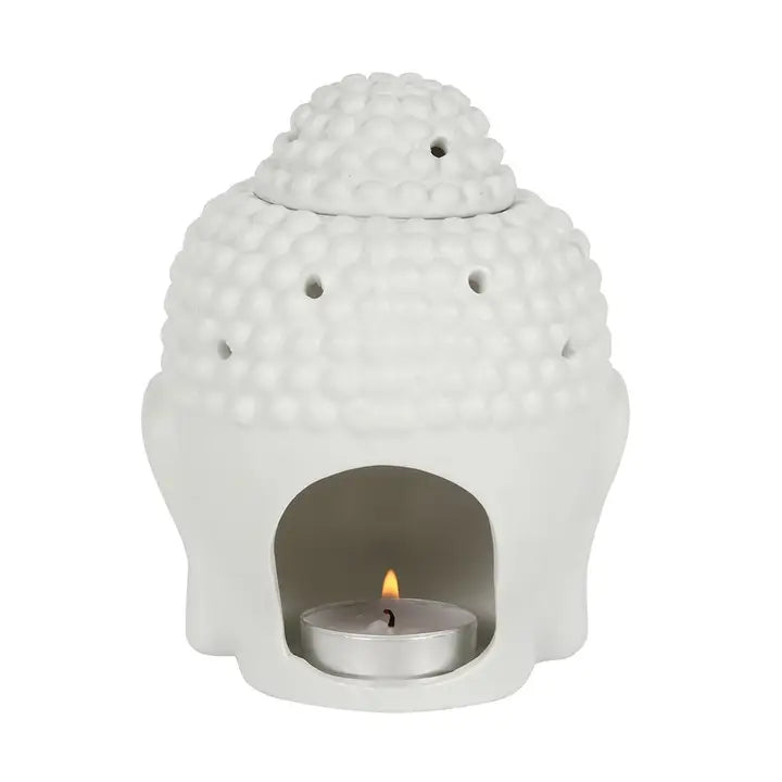 White Buddha ceramic Head Oil Burner and Wax Melt Warmer