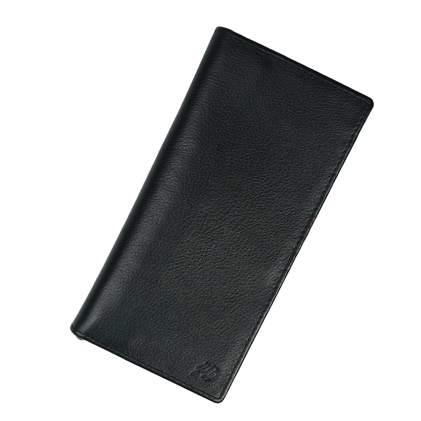Men’s Leather Long Wallet – Black | 18 Card Slots, Zipper Pocket & Passport Holder