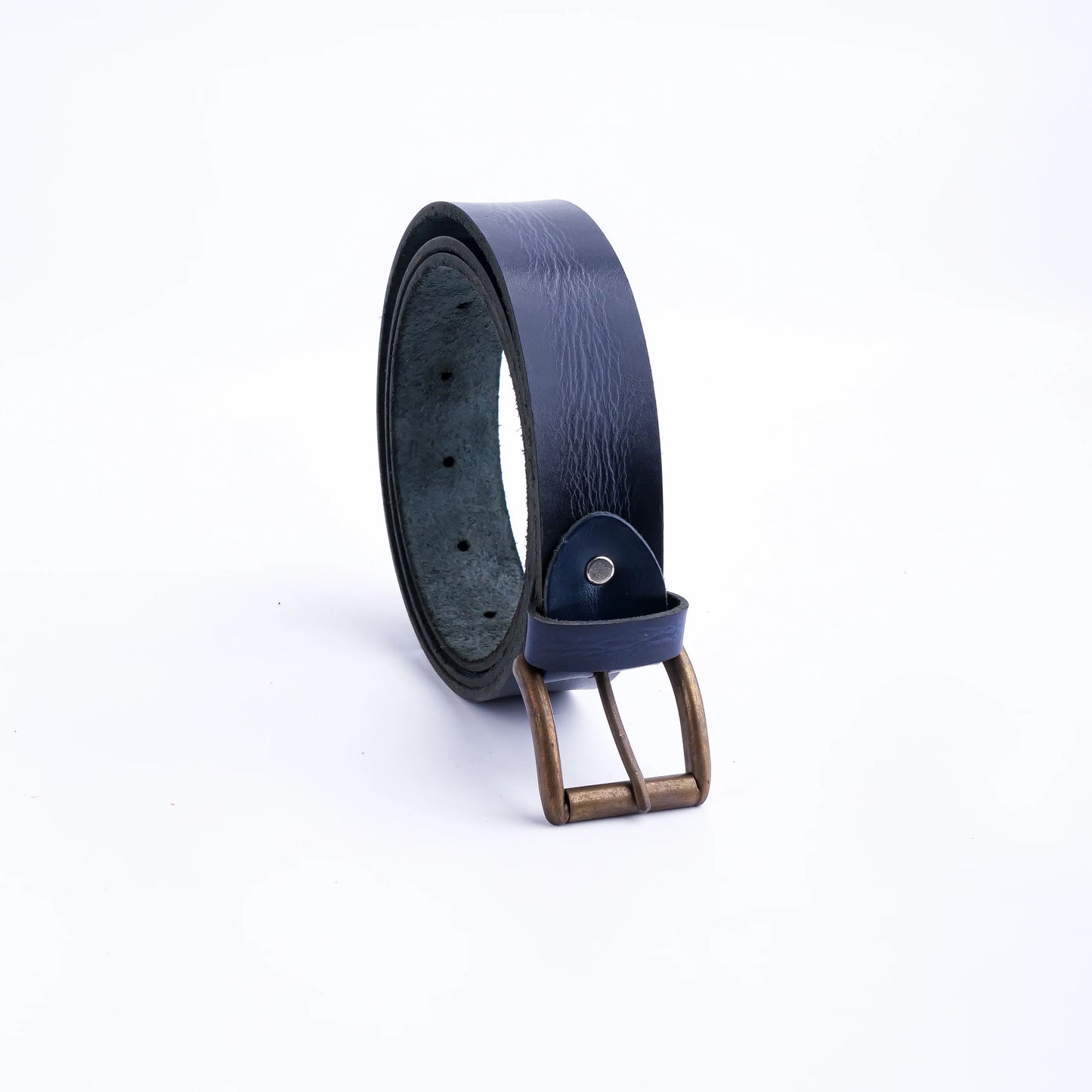Leather Casual Jeans Belt for Men – Blue | 1.5" Width, Antique Brass Buckle