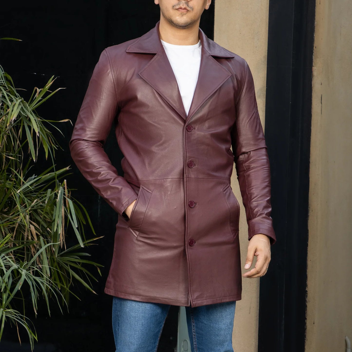 Real leather long coat Handmade coat Trench coat for men Men long coat Leather coat