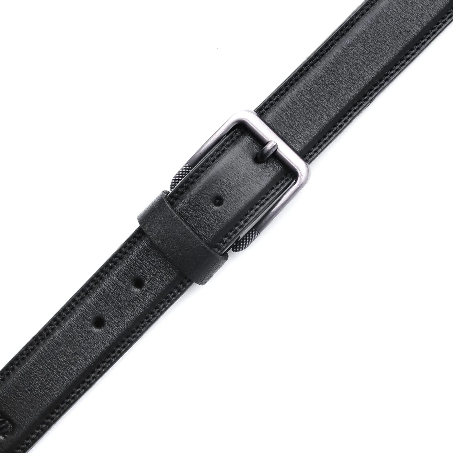Black Genuine Leather Belt with Single Pin Buckle Classic Everyday Men’s Belt