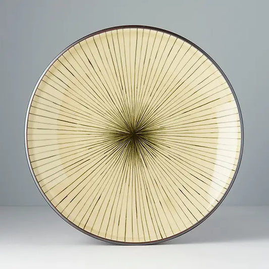 Dark Green Converging Lines Porcelain Dinner Plate