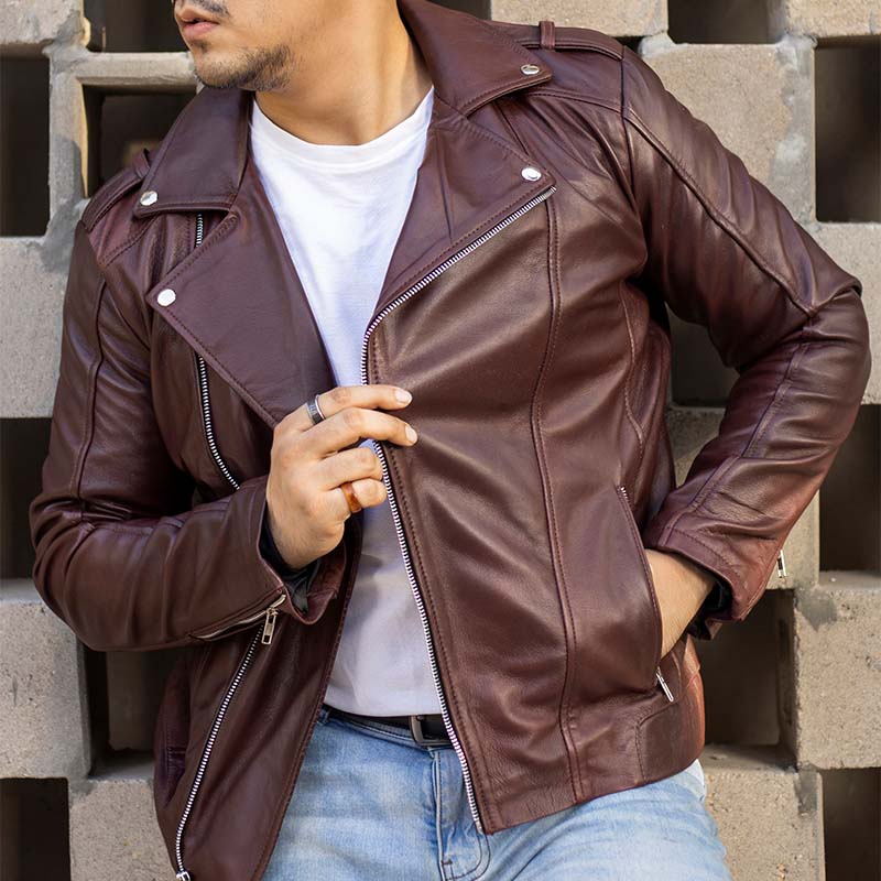 Handmade Jacket  Leather Jacket Maroon Jacket  Men jacket Biker Leather Jacket  Motorcycle Jacket for Men