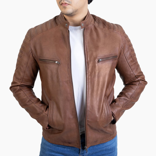 Handmade men Leather Jacket Lambskin Leather Biker Jacket Motorcycle Style Jacket for men