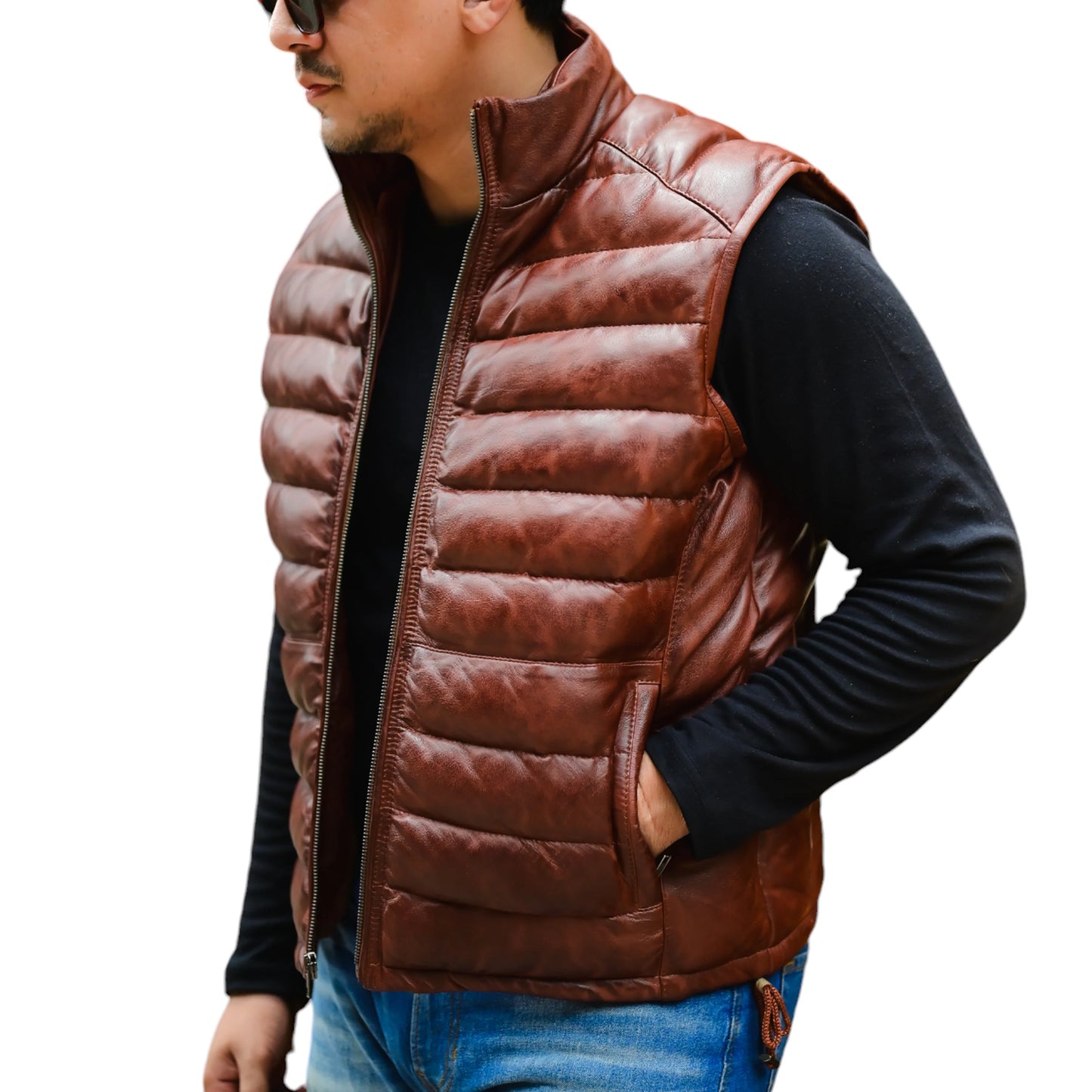 Handmade Leather Hood Removable Hood Men Vest Hood