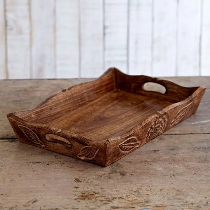Hand Carved Wooden Tea Tray