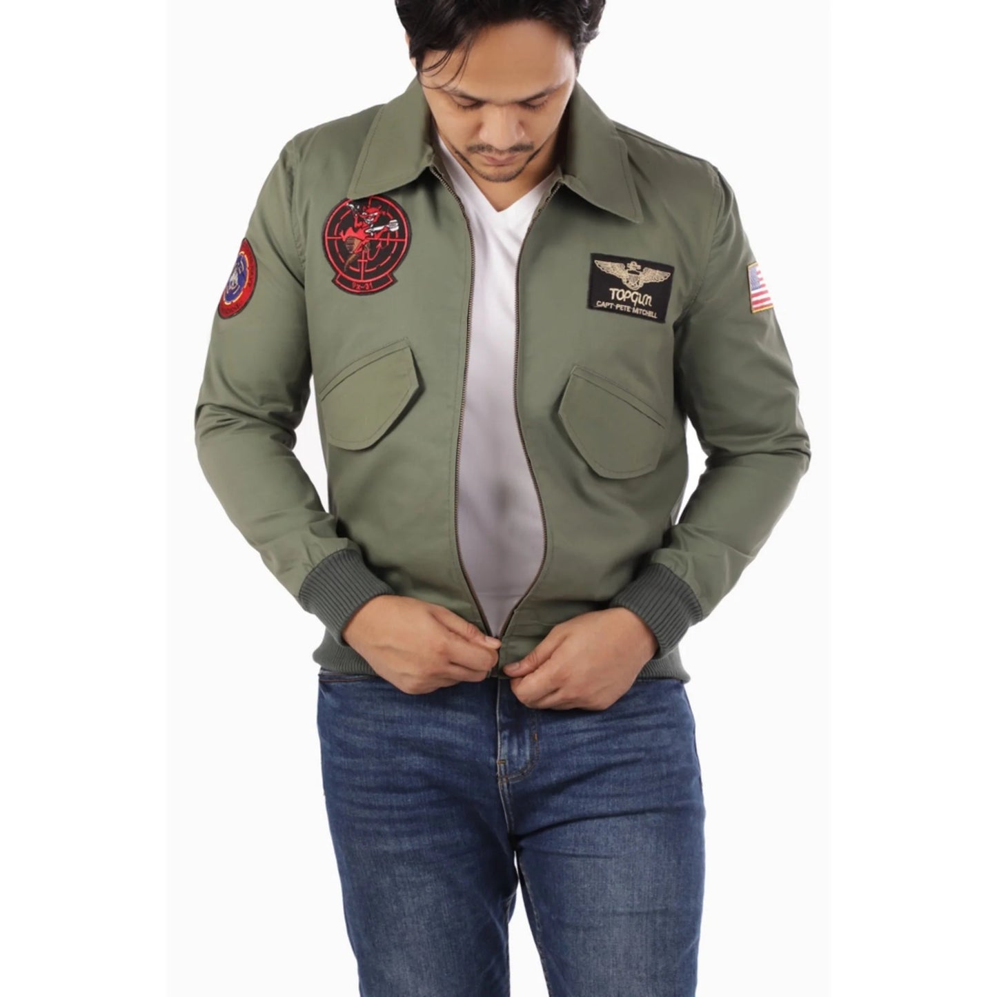 Handmade Jacket Green Jacket military jacket Bomber jacket for men