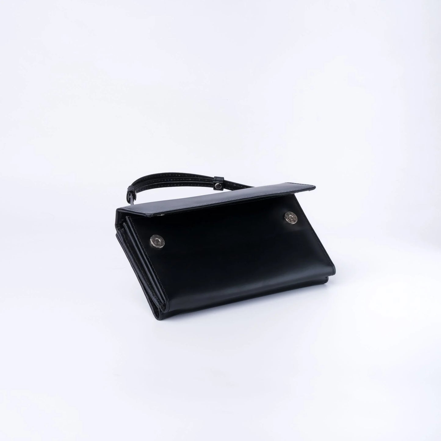 Women’s Leather Clutch Wallet with Handle – Black Magnetic & Zipper Closure