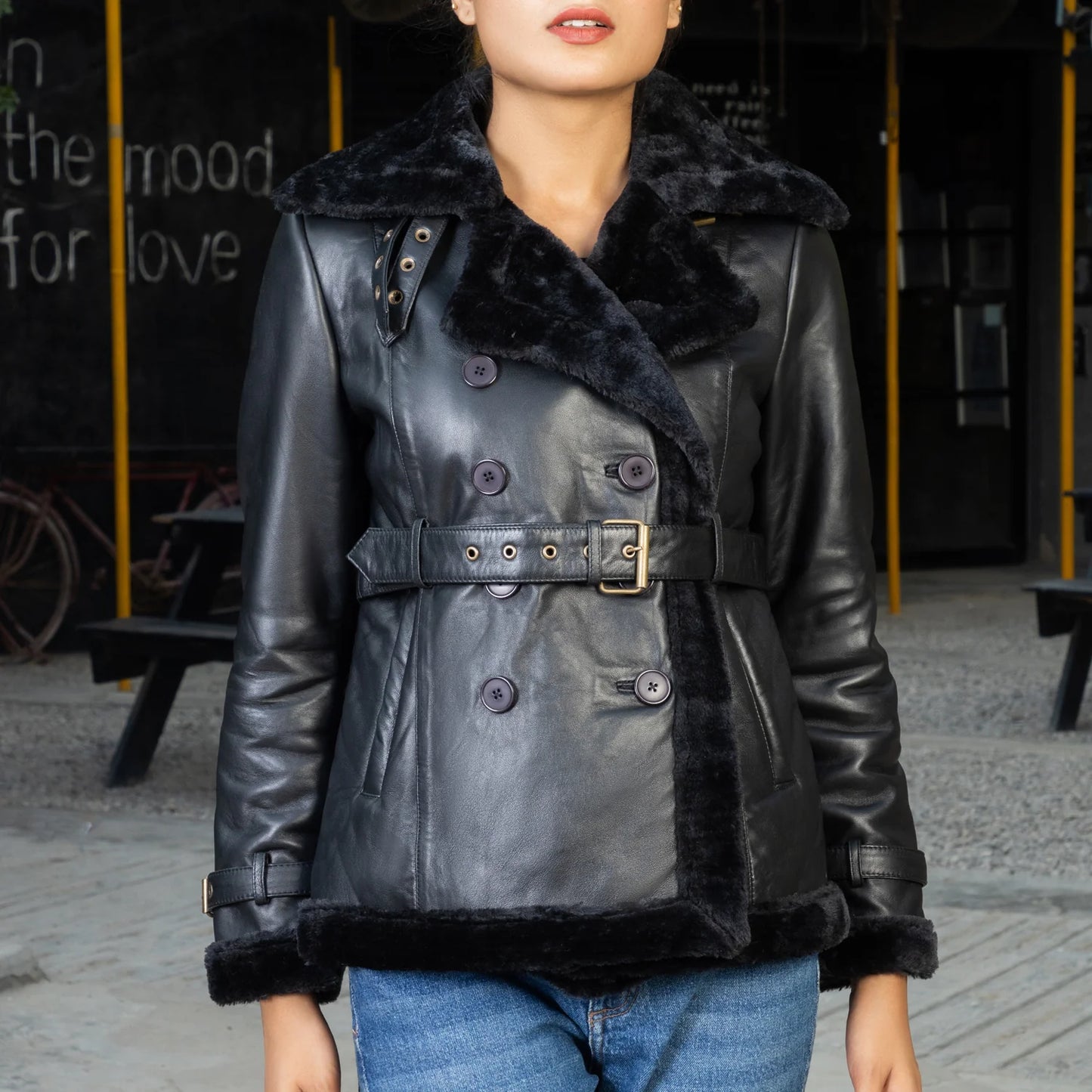 Handmade jacket Leather jacket Lambskin Winter Coat Women leather coat Ladies leather jacket